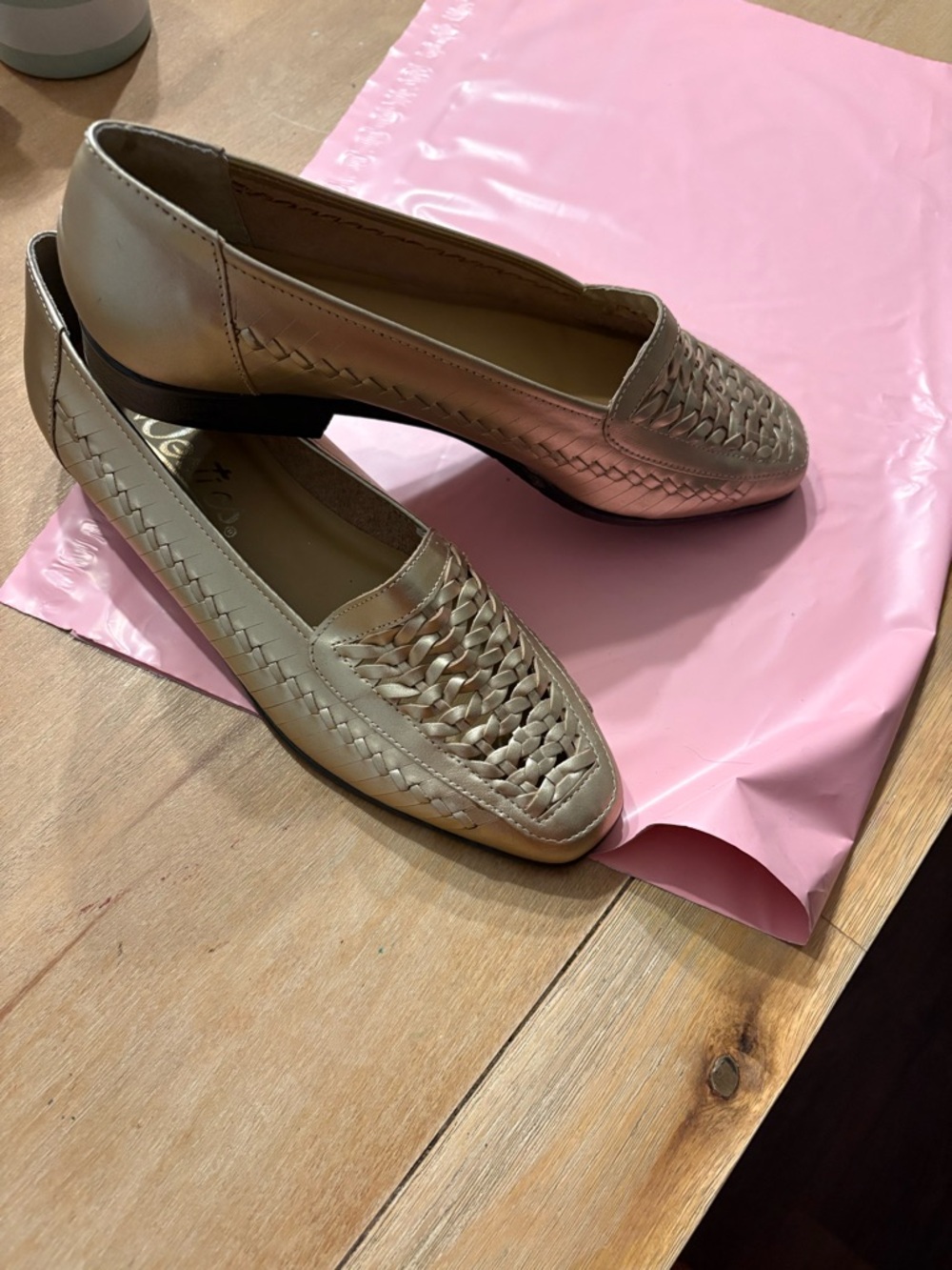 Woven Slip-On Loafers in Cream